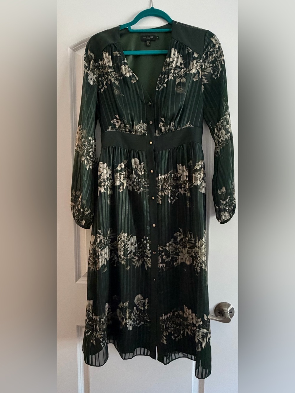 Ted Baker Dark Green Floral Button-Down Maxi Dress